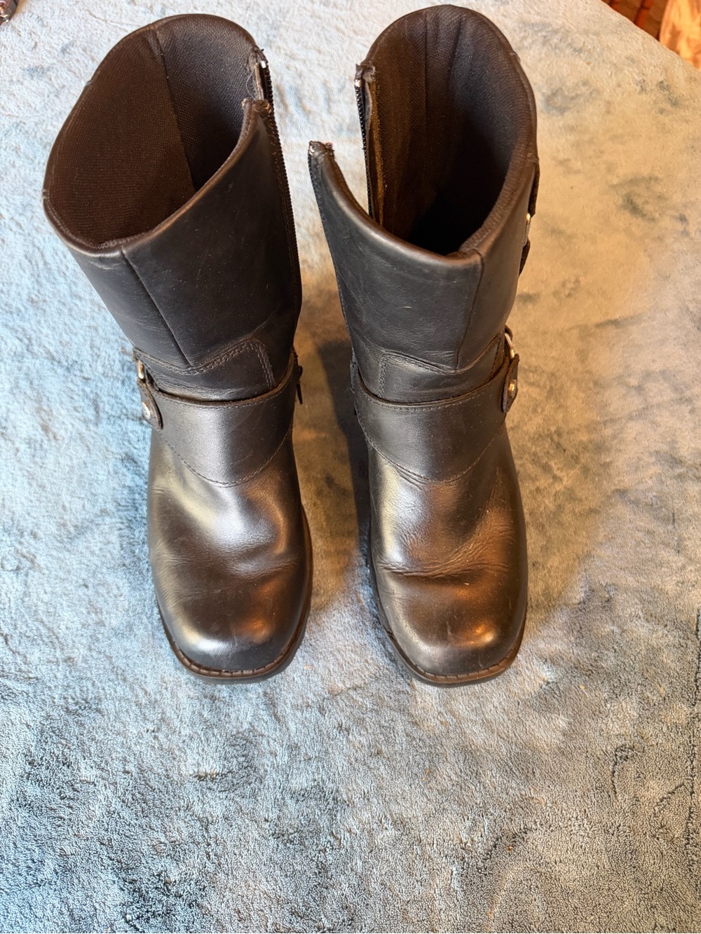 Harley-Davidson Black Leather Mid-Calf Harness Boots
